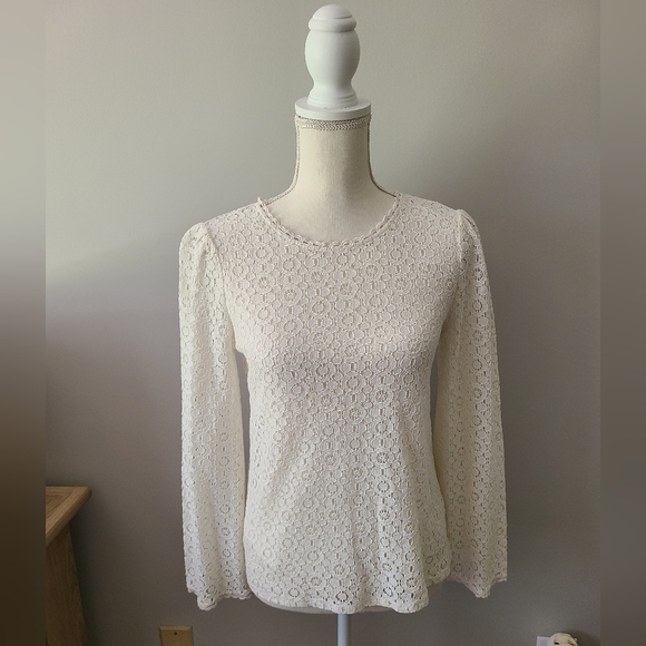 Banana Republic cream lace blouse EUC Size small - Picture 1 of 8